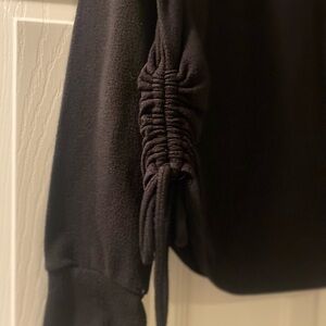 Elegant Black Ruched Sleeve Blouse